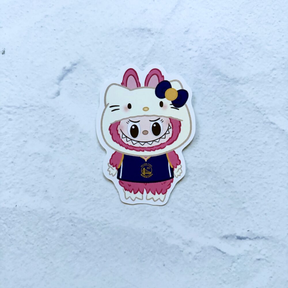 Pink Bu Bu Kitty GS Warriors Die Cut Sticker