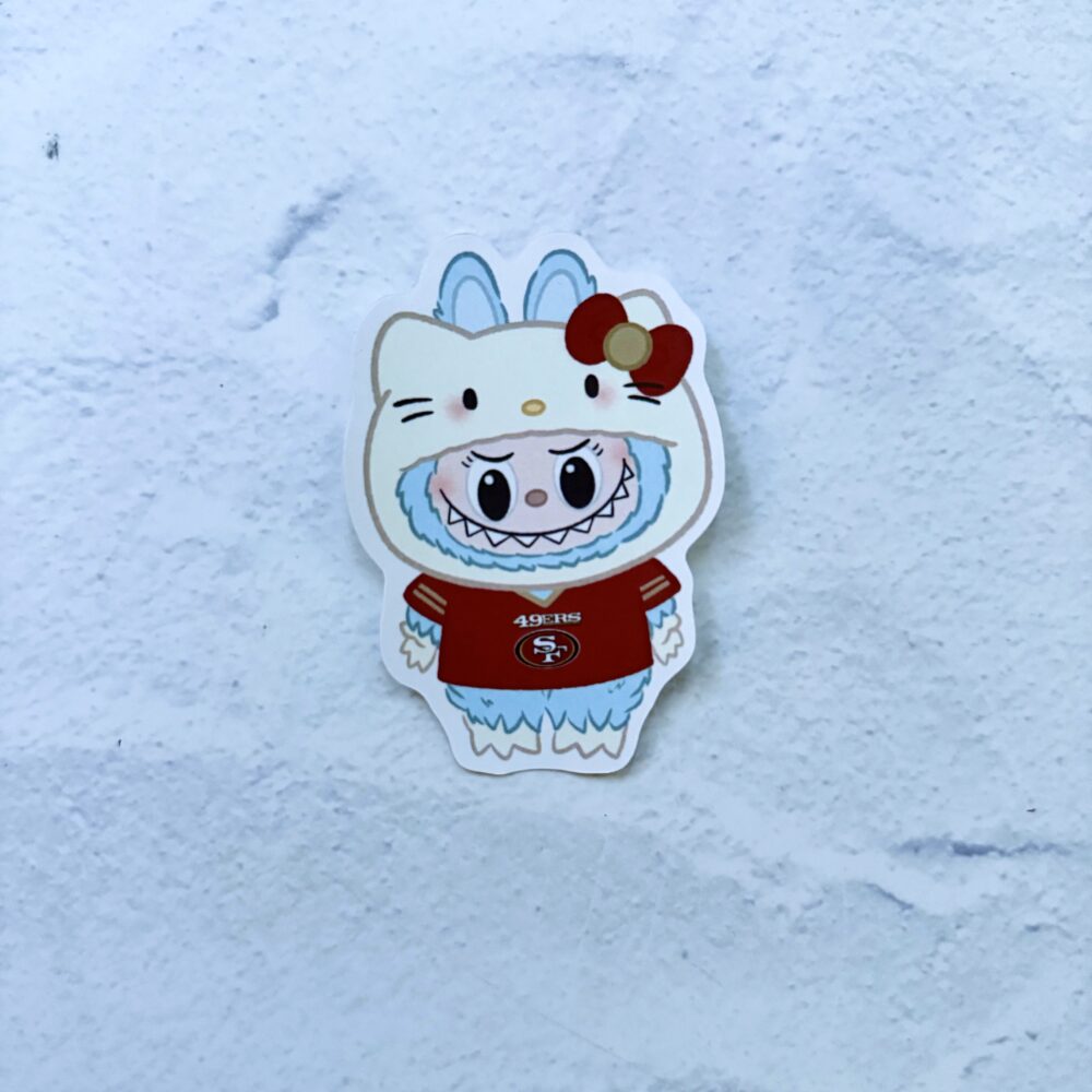 Blue Bu Bu Kitty 49ers Die Cut Sticker