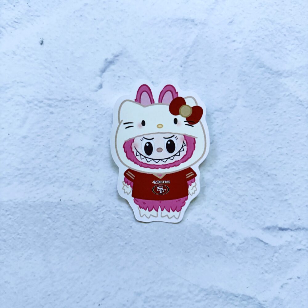 Pink Bu Bu Kitty 49ers Die Cut Sticker