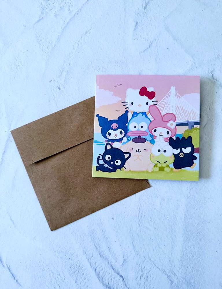 Kawaii Friends Bay Bridge Blank Greeting Card