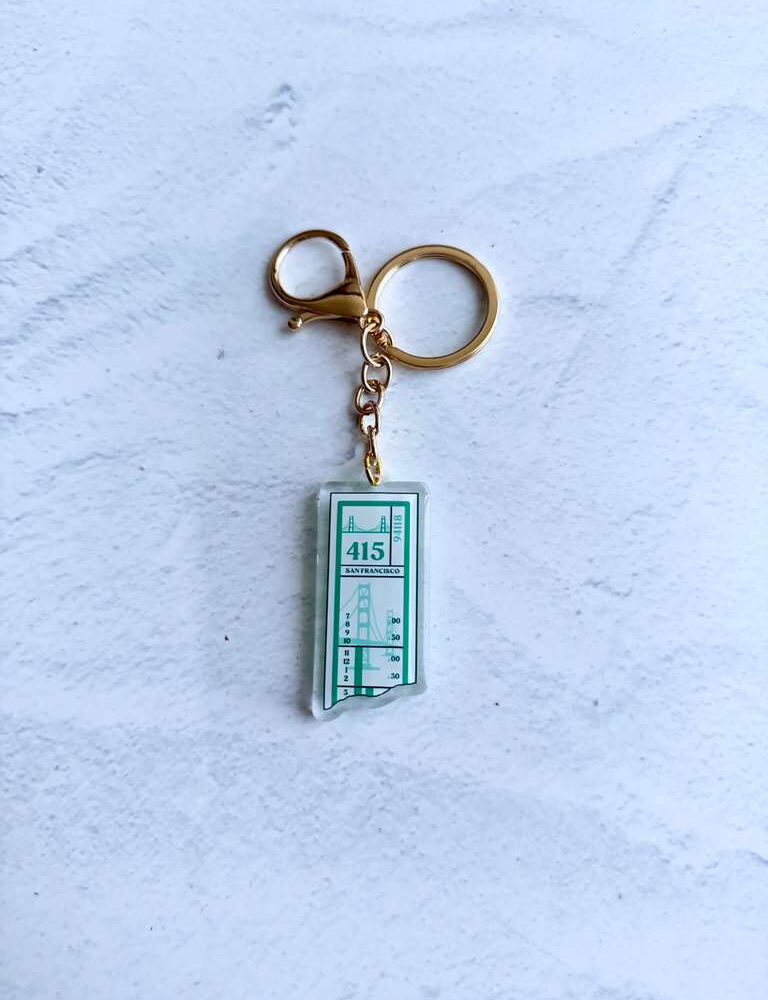 Teal Muni Transfer Epoxy Keychain 