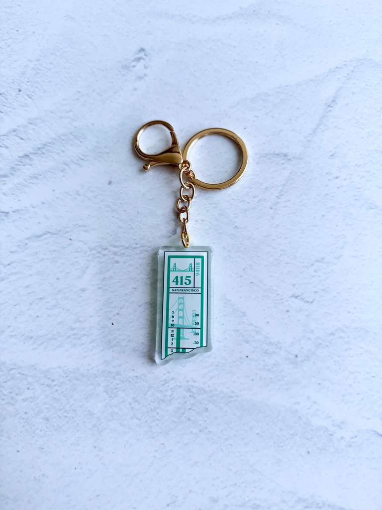 Teal Muni Transfer Epoxy Keychain 
