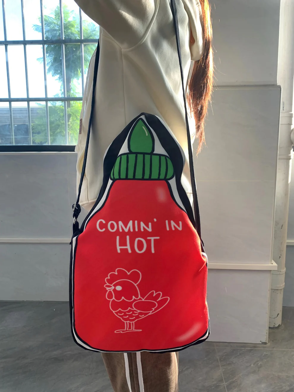 Sriracha Bottle Shaped Tote Bag - Image 2