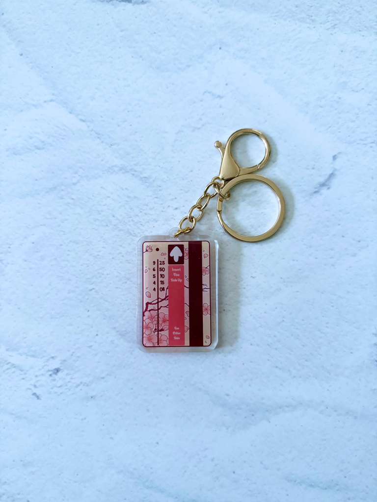 Cherry Blossom BART Ticket Epoxy Keychain