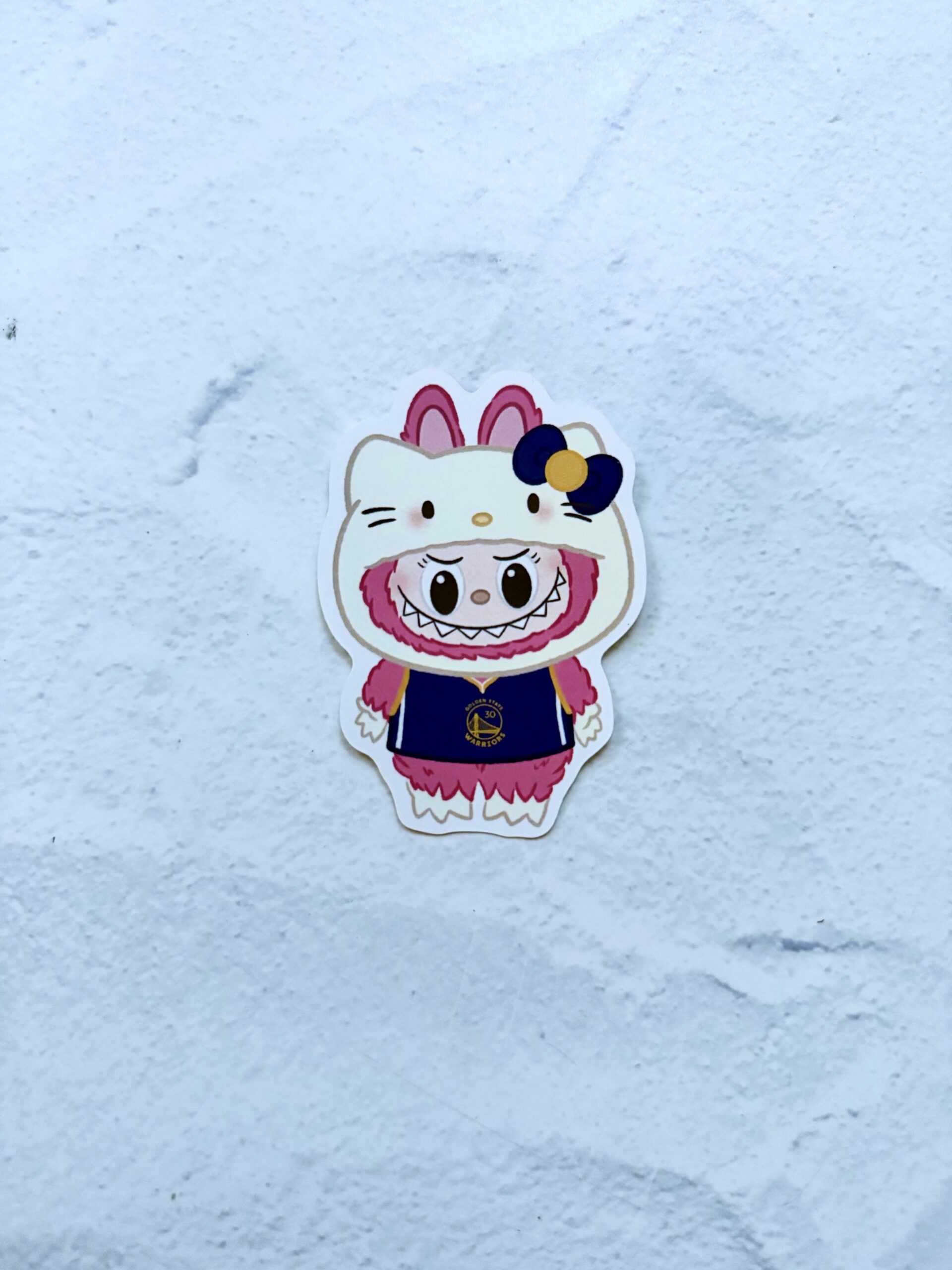 Pink Bu Bu Kitty GS Warriors Die Cut Sticker