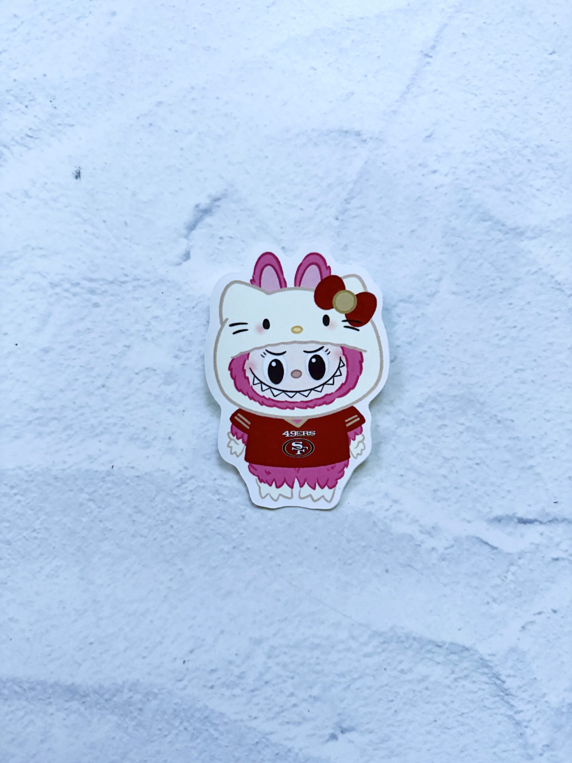 Pink Bu Bu Kitty 49ers Die Cut Sticker